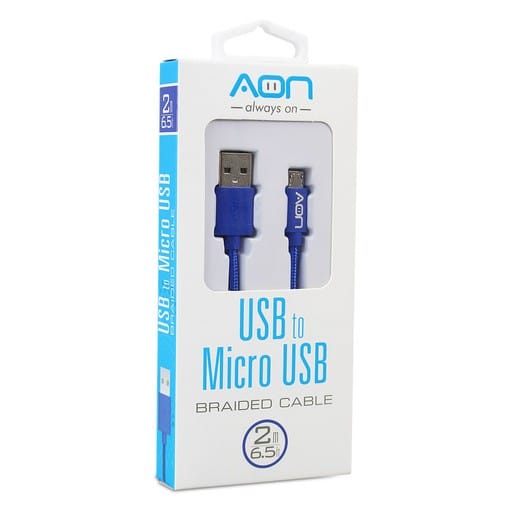 Cable AON USB a  micro usb – 2M – 6.5FT Azul – AO-CB-3013
