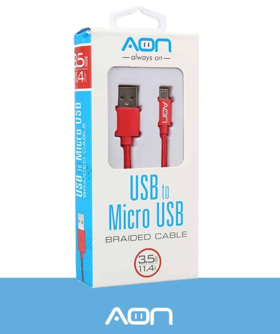 Cable AON USB a Micro USB – Rojo – 3.5m/11.4ft (AO-CB-3002)