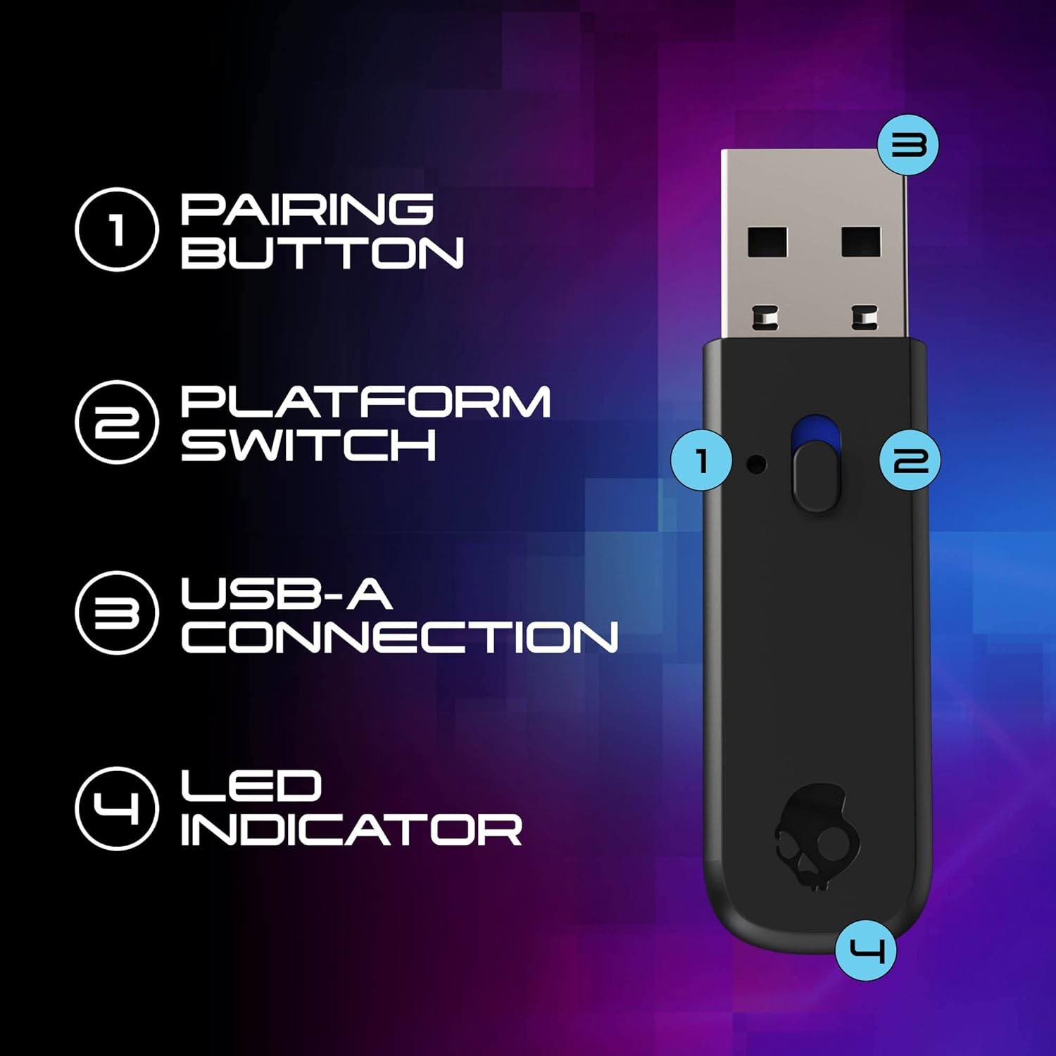 Transmisor inalámbrico Skullcandy Dongle Baja  Latencia PC/PS