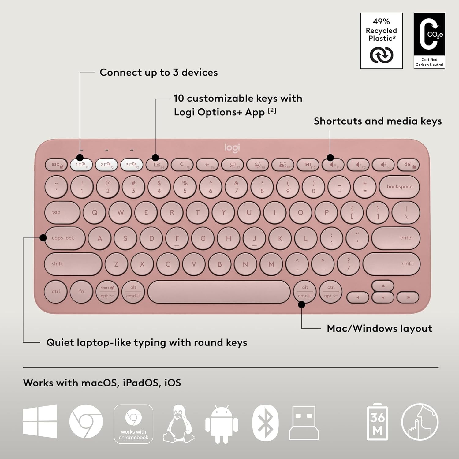 Teclado Logitech Pebble Keys 2 K380S