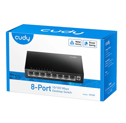 Switch Cudy 8 Puertos 10/100 Mbps - Negro - FS108